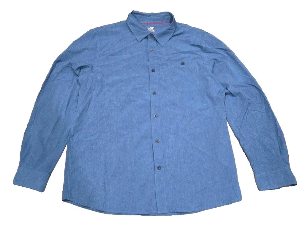 Zeroxposur Shirt Mens XL Blue Button Travel Series Hhiking Lightweight A009085